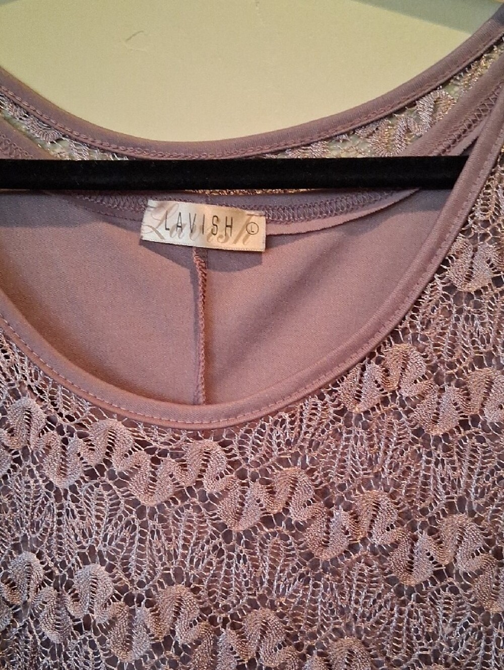 Lavish mauve lace overlay blouse - Picture 2 of 5